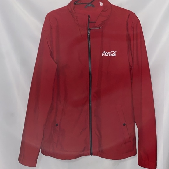 COCA COLA LOGO JACKET  UNBRANDED SIZE Large  RED jacket BLACK ZIPPER WHITE LOGO - Picture 5 of 12
